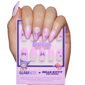 Glamnetic x Hello Kitty Press On Nails Short Almond Purple Ombre Accent Kuromi